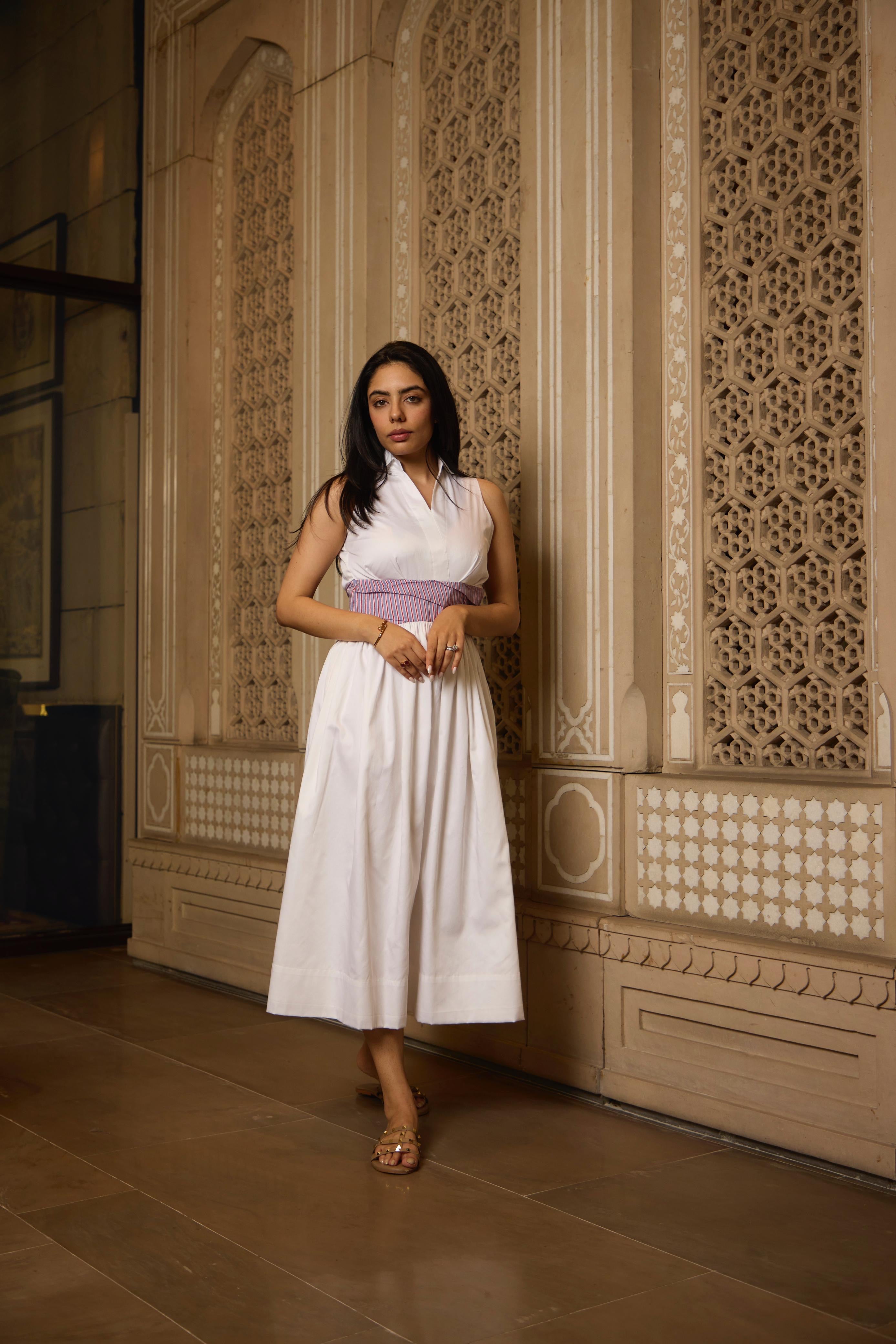 STRIPE WHITE DRESS - Main Image