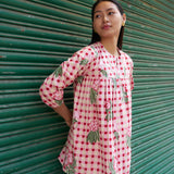 PINK CHECKERED SHORT KURTI