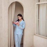 QUEEN BLUE CHECKERED CO-ORD
