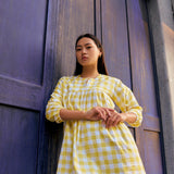 YELLOW CHECKERED SHORT KURTA