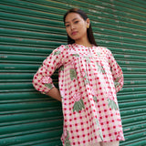 PINK CHECKERED SHORT KURTI