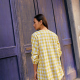 YELLOW CHECKERED SHORT KURTA