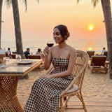 BROWN CHECKERED DRESS