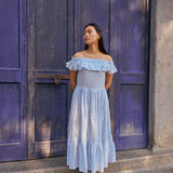 BLUE VERTICAL  DRESS