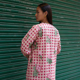 PINK CHECKERED SHORT KURTI