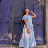 BLUE VERTICAL  DRESS