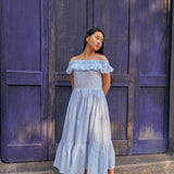 BLUE VERTICAL  DRESS