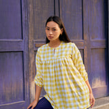 YELLOW CHECKERED SHORT KURTA