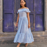 BLUE VERTICAL  DRESS
