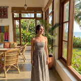 BROWN CHECKERED DRESS