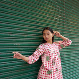 PINK CHECKERED SHORT KURTI