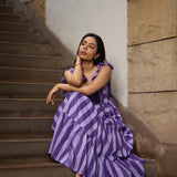 PURPLE STRIPE MAXI  DRESS